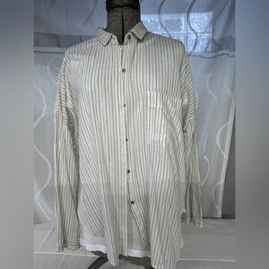 BP Off-White and Gray Striped Shirt